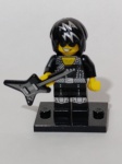 Rock Star, integrante da Série 12 das Minifiguras Colecionáveis da LEGO, lançada originalmente em 2014.A figura apresenta um visual clássico do rock, com jaqueta de couro preta detalhada com tachas prateadas, calças combinando e um penteado "moicano" estilizado com raios prateados.