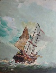 Cid Galvão, Marinha, óleo sobre eucatex, 35x27cm, sem moldura