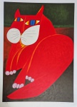 Aldemir Martins, Gato Vermelho, gravura, tiragem 57/120, 100x70cm, Edição Póstuma, sem moldura