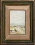 DOMENICO LAZZARINI  (Italia 1920 - Rio de Janeiro 1987) - Obra em óleo sobre tela "paisagem", assinada no canto inferior direito, proteção de moldura de madeira patinada e paspatur. Medida da obra 14 x 22cm. Medida total 29 x 37cm.