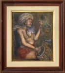 SUZANA LEVY (Rio 1937 / idem 2023) - Óleo sobre tela "figura feminina", assinada no canto inferior esquerdo, proteção de moldura de madeira e paspatur. Medida da obra 46 x 55cm. Medida total 72 x 81cm.