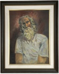 SUZANA LEVY - Óleo sobre tela, retrato masculino, pincelada expressiva e paleta terrosa. Assinado. Obra com histórico de participação em exposição no Salão de Artes Plásticas da Base Aérea do Galeão (etiqueta no verso). Moldura de época. Medida da obra 60 x 80 cm. Medida total 1,07 x 86 cm.