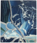 Hector Casares  LO Tifany IIIÓleo sobre tela, assinado. Rio de Janeiro, 2014.Composição abstrata em tons de azul, com grafismos orgânicos e ritmo fluido.Medidas: 60  51 cm.Obra com anotações e identificação no verso.