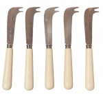 HERCULES - Conjunto com 5 facas para queijo em inox com cabo em plástico - 15x2,5 cm - com riscos do uso.