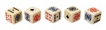 Conjunto com 5 dados para jogo de poker - 1,5x1,5x1,5 cm.