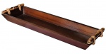 Pequena bandeja em madeira com alças em bambu - 04x30x10,5 cm.