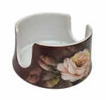 Suporte de porta copos em porcelana pintada a mão - 05x09 cm - pequena lasca na borda de uma das aberturas.