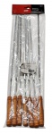 Conjunto com 7 espetos para churrasco em inox com cabo em madeira - 42 cm - sem uso.