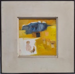 FLORIANO TEIXEIRA (1923-2000)  - "Criança com galo" - o.s.t., assinado na frente com monograma; carimbo do artista com endereço e símbolo desenhado no verso. Med. 25 x 25 cm. Total: 48.5 x 48.5 cm. Será emitida declaração de autenticidade e procedência com os nomes dos ex-proprietários.