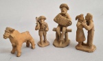 JOÃO EZEQUIEL - Conjunto com 4 esculturas variadas da cultura nordestina. Med. do maior 15 cm