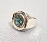 Anel em prata com detalhes em Ouro e placa em Abalone polido. Aro19/20