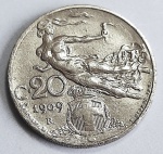 Itália 1909 20 Centesimi Rei Vittorio Emanuele III (1900 - 1946) Níquel KM# 44