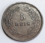 Portugal 1906 5 Réis Bronze KM# 530