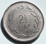 Turquia 1972 2½ Liras Turcas Aço inoxidável KM# 893.2