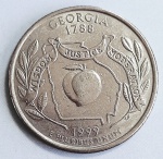 Estados Unidos 1999 `Geórgia` Moeda Comemorativa da Série State Quarters Cunhagem `D` Denver KM# 296