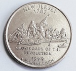 Estados Unidos 1999 `Nova Jersey` Moeda Comemorativa da Série State Quarters Cunhagem `P` Filadélfia KM# 295