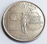 Estados Unidos 1999 `Pensilvânia` Moeda Comemorativa da Série State Quarters Cunhagem `D` Denver KM# 294