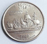 Estados Unidos 2000 `Virgínia` Moeda Comemorativa da Série State Quarters Cunhagem `D` Denver KM# 309