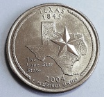 Estados Unidos 2004 `Texas` Moeda Comemorativa da Série State Quarters Cunhagem `D` Denver KM# 357