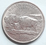 Estados Unidos 2006 `Dakota do Norte` Moeda Comemorativa da Série State Quarters Cunhagem `P` Filadélfia KM# 385