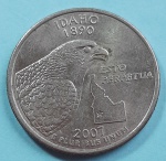 Estados Unidos 2007 Idaho Moeda Comemorativa da Série State Quarters Cunhagem D Denver KM# 398