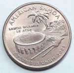 Estados Unidos 2009 `Samoa Americana` Moeda Comemorativa da Série State Quarters Cunhagem `P` Filadélfia KM# 448