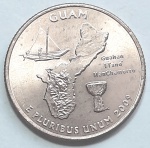 Estados Unidos 2009 `Guam` Moeda Comemorativa da Série State Quarters Cunhagem `P` Filadélfia KM# 447