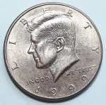 Estados Unidos 1999 `Kennedy Half Dollar` Meio Dólar Cobre com revestimento de Cupro-Níquel Cunhagem `D` Denver KM# A202b