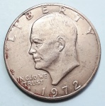 Estados Unidos 1972 `Eisenhower Dollar` 1 Dólar Cobre com revestimento de Cupro-Níquel Sem Marca de Cunhagem KM# 203
