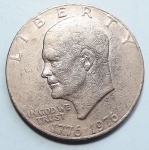 Estados Unidos 1976 `Eisenhower Dollar Bicentenário` 1 Dólar Comemorativo do Bicentenário Cobre com revestimento de Cupro-Níquel Sem Marca de Cunhagem KM# 206