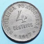 Portugal 1917 4 centavos Cupro-Níquel KM# 566