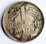 Alemanha Ocidental 1956 1 Marco Cunhagem `F` Stuttgart Cupro-Níquel KM# 110