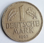 Alemanha Ocidental 1967 1 Marco Cunhagem `D` Munique Cupro-Níquel KM# 110