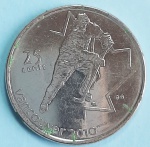 Canadá 2007 25 cents Comemorativa XXI Jogos Olímpicos de Inverno Vancouver 2010 Hóquei no Gelo Aço com revestimento de Níquel KM# 683
