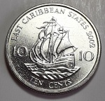 Estados do Caribe Oriental 2002 10 Cents Cupro-Níquel KM# 37