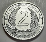 Estados do Caribe Oriental 2002 2 Cents Alumínio KM# 35