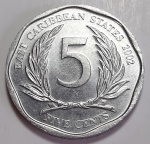 Estados do Caribe Oriental 2002 5 Cents Alumínio KM# 36