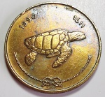 Maldivas 1990 (1410) 50 Laari Níquel-Latão KM# 72 (Linda Pátina Furta-cor)