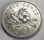 Singapura 1987 50 Cents Cupro-Níquel KM# 53.1