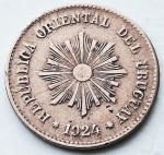 Uruguai 1924 1 Centésimo Cupro-Níquel KM# 19