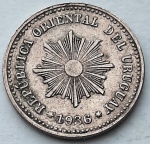 Uruguai 1936 1 Centésimo Cupro-Níquel KM# 19