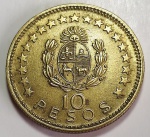 Uruguai 1965 10 Pesos Alumínio-Bronze KM# 48