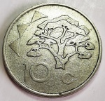 Namíbia 1993 10 Cents Aço com revestimento de Níquel KM# 2