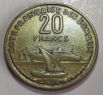 Djibuti (Somalilândia Francesa) 1952 20 Francos Bronze-Alumínio KM# 7