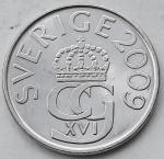 Suécia 2009 5 Coroas Níquel com revestimento de Cupro-Níquel KM# 853 a