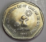 Índia 1990 1 Rúpia Comemorativa: Ano SAARC - Proteção das Meninas Cunhagem: * - Hyderabad Cupro-Níquel KM# 87