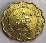Paraguai 1953 15 Centimos Alumínio-Bronze KM# 26