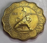 Paraguai 1953 50 Centimos Alumínio-Bronze KM# 28