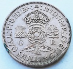 Reino Unido 1947 2 Shillings (florins) Rainha Elizabeth II Cupro-Níquel KM# 865