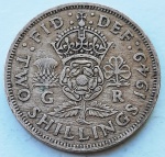 Reino Unido 1949 2 Shillings (florins) Rainha Elizabeth II Cupro-Níquel KM# 878